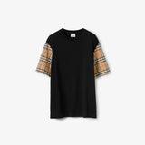 BURBERRY T-shirt in cotone con maniche Check