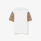 BURBERRY T-shirt in cotone con maniche Check