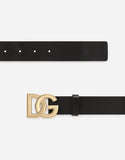 Cintura in cuoio lux con fibbia logo DG incrociato